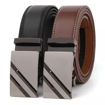 PULO мужской кожаный ремень с автоматической пряжкой, прочный ремень, высококачественный удобный ремень 120cm чёрный