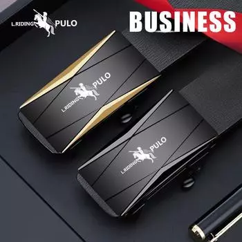 PULO мужской ремень с автоматической пряжкой, износостойкий и прочный, деловой, универсальный, повседневный ремень 110cm золотой