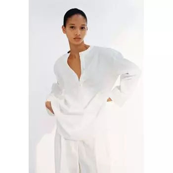 Пуловер HM из смесового льна, белый