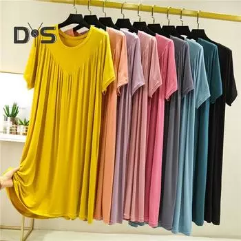 Пуловер Леди Ночной халат с короткими рукавами Стильная одежда для сна Женское ночное платье XL розовый