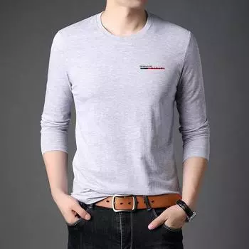 Пуловер Мужская футболка с принтом из хлопка Мужская осенне-зимняя новая футболка с длинным рукавом Мужская M