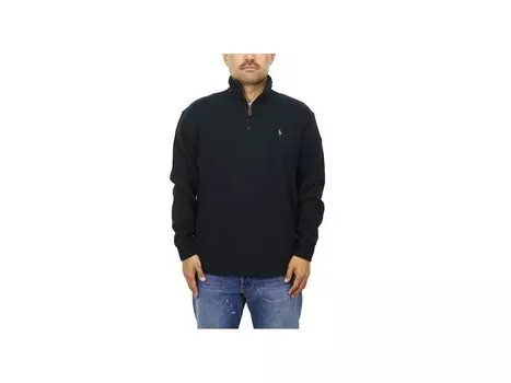Пуловер Ralph Half Zip, однотонная толстовка из кожи с вышивкой в виде пони (Поло Лорен) Мужская 0102999-XXL-BLACK [Товар] чёрный