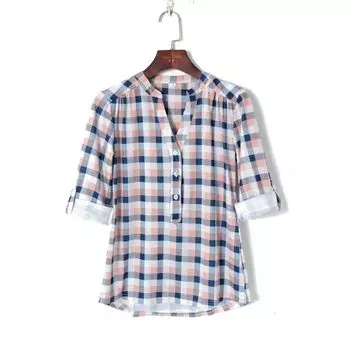 Пуловер-рубашка с рукавами полукардиган на пуговицах, приталенного кроя Blue powder lattice M