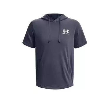 Пуловер с капюшоном и принтом на спине Under Armour, футболка с короткими рукавами, мужские топы, серый 1377184-044 M