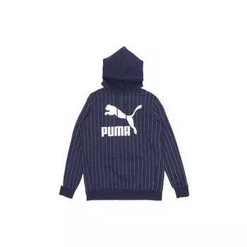 Пуловер с капюшоном Puma на флисовой подкладке в тонкую полоску Мужские топы Темно-синий 530179-06 M