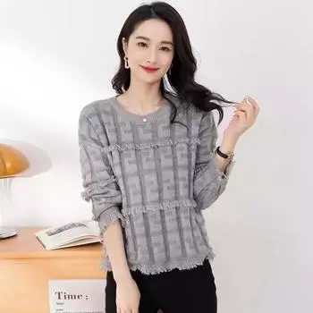 Пуловер с кисточками, вязаный свитер, верхняя женская верхняя одежда, осенний повседневный свитер с круглым вырезом и длинными рукавами в западном стиле