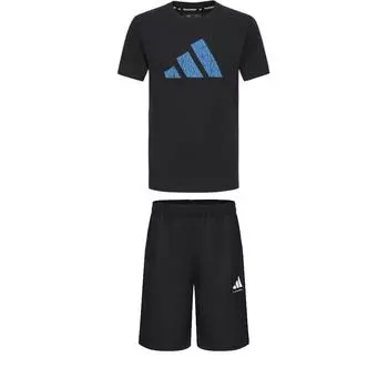Пуловер с круглым вырезом Adidas Taekwondo Простая дышащая футболка с коротким рукавом Модные шорты на шнуровке Повседневный спортивный комплект ADICLTSPSTK-BBU+S21ATMSH3T-BW S