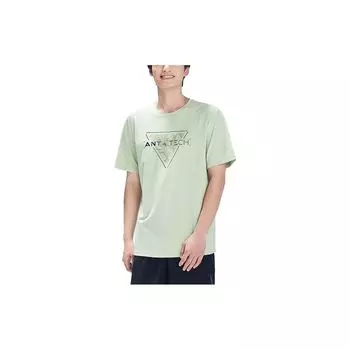 Пуловер с круглым вырезом и буквенным принтом Anta, футболка с короткими рукавами, мужские топы, Yuanli-Green 152327114-2 S