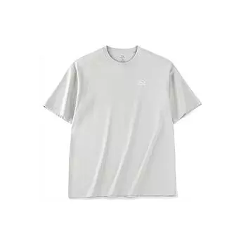 Пуловер с круглым вырезом и логотипом Anta, свободная футболка с короткими рукавами, топы унисекс, бежевый 972328113-2 XXXL