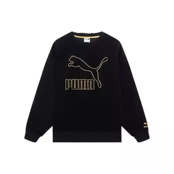 Пуловер с круглым вырезом и принтом логотипа Puma, мужские топы, черный 539834-01 XS