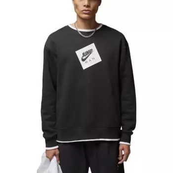 Пуловер с круглым вырезом Jordan Contrast Logo Patch, мужская толстовка черного цвета DV4524-010 XXL