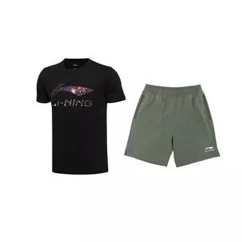 Пуловер с круглым вырезом Li Ning, логотип, принт «Звездное небо», модный, универсальный, повседневный спортивный костюм, унисекс, AHSUA07-1+YKSV147-1 S