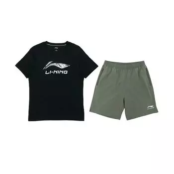 Пуловер с круглым вырезом Li Ning, принт с логотипом и буквами, модный, трендовый, универсальный, повседневный спортивный костюм, унисекс, AHSVD53-1+YKSV147-1 S