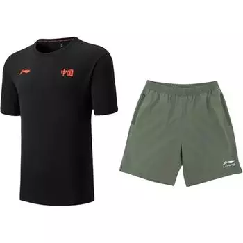 Пуловер с круглым вырезом Li Ning, принт букв китайского иероглифа, удобный, дышащий, повседневный спортивный костюм, унисекс, AHSVE27-1+YKSV147-1 S
