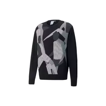 Пуловер с круглым вырезом Puma Colorblock Pattern Мужские топы Черный 535804-01 M