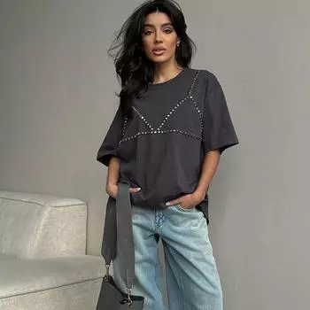 Пуловер с круглым вырезом, женская весенняя свободная модная повседневная футболка с короткими рукавами, топ-модели L белый