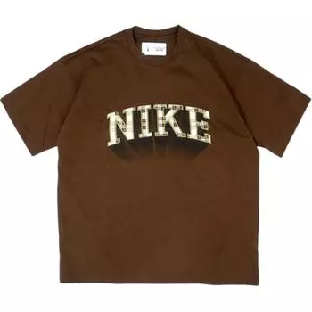 Пуловер с логотипом Nike Alphabet, пуловер с круглым вырезом, футболка с короткими рукавами, топы унисекс, коричневый FB2736-259 S