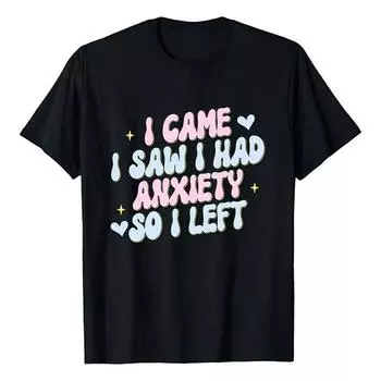Пуловер с принтом «Я пришел, увидел, что у меня было беспокойство» с круглым вырезом, повседневный топ из хлопка с короткими рукавами, женские футболки S