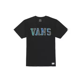 Пуловер с разноцветным алфавитным логотипом Vans, футболка с круглым вырезом и короткими рукавами, топы унисекс, черный VN0A7S5XBLK S