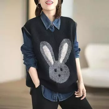 Пуловер с v-образным вырезом, вязаный свитер, женский осенне-зимний жилет, жилет, универсальный повседневный свитер, женский жилет