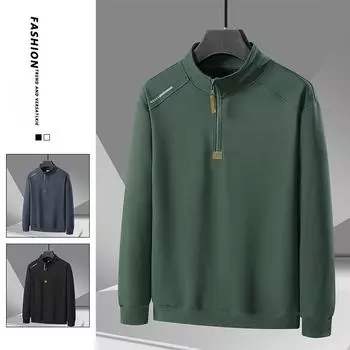 Пуловер с воротником-стойкой на половину молнии для мужчин, новинка на осень и зиму, деловая спортивная повседневная верхняя одежда, молодежные топы M