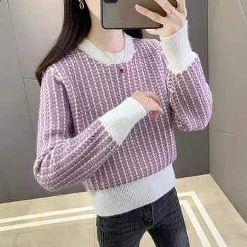 Пуловер, свитер, осень/зима 2023, новый цветной короткий пуловер, свитер для женщин, весна/осень, трикотаж, свитер, женский пуловер
