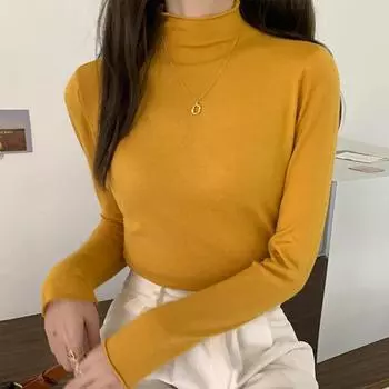 Пуловер вязаный свитер женский повседневный водолазка с длинными рукавами Y2k зимняя нижняя женская одежда Pull Femme 24048 One Size орион