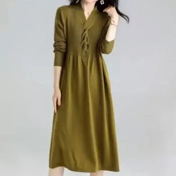 Пуловер, женский осенне-зимний повседневный длинный свитер до колена с длинными рукавами, однотонный вязаный свитер в западном стиле, женское пальто