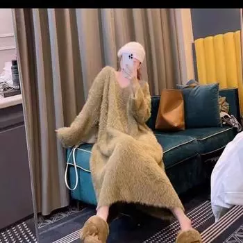 Пуловер, женский свитер на осень и зиму 2022, однотонный однотонный повседневный женский пуловер с v-образным вырезом и длинным рукавом, свободный свитер One Size чёрный