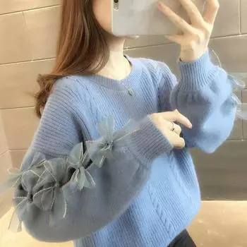 Пуловер, женский свитер с круглым вырезом, однотонный повседневный внешний свитер, женское зимнее вязаное женское пальто с длинными рукавами