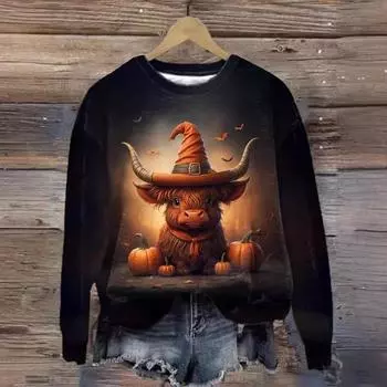 Пуловеры с 3D-печатью на Хэллоуин, осенняя повседневная женская толстовка с длинным рукавом, спортивная одежда S