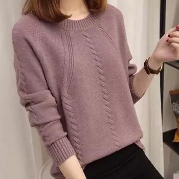 Пуловеры, женские свитера, осенне-зимняя рубашка с круглым вырезом и коротким абзацем, свободная версия M армия зеленый