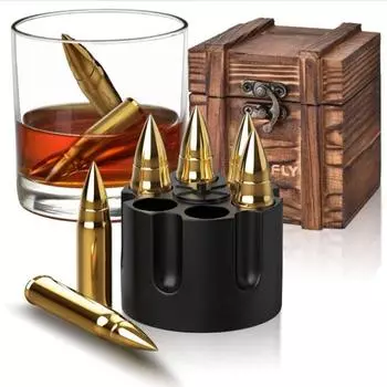 Пуля из нержавеющей стали 304, кубик льда, камень для виски, красное вино, охлаждающий кубик льда серебряный