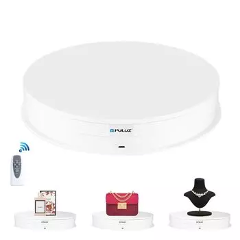 PULUZ Electric Электрический вращающийся дисплей Грузоподъемность Диаметр Электрическая выставка поставляется с пультом дистанционного управления Регулируемая скорость и низкое энергопотребление для анимации белый