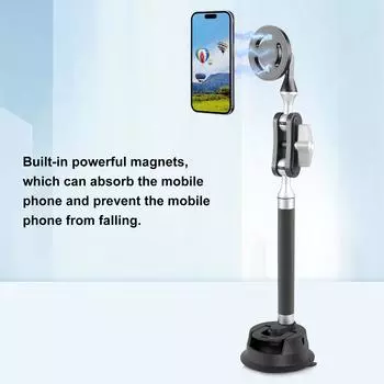 PULUZ PU273B Крепление для телефона на присоске Крепление на присоске из алюминиевого сплава с двойным винтом 1/4 дюйма чёрный