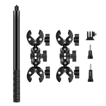 PULUZ PU495B Крепление на руль мотоцикла, зажим для руля и комплект 59-дюймовой селфи-палки чёрный