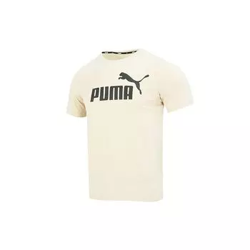 PUMA American Retro Big Logo Print Casual Short Sleeve T Shirt Men Tops Oatmeal 847715-85 XXL
