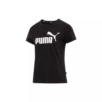Puma Американские ретро-буквы с логотипом, дышащая свободная повседневная футболка с коротким рукавом, женские топы, черный цвет 673655-01 M