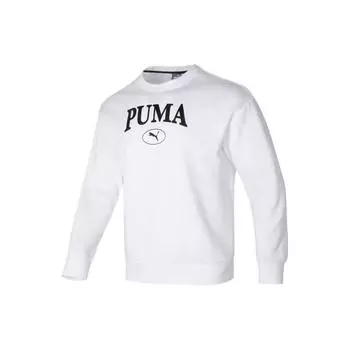 Puma Американский ретро-печать с буквами, круглый вырез, повседневная толстовка с длинным рукавом, унисекс, белая 682929-02 M
