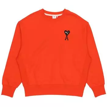 Puma Amiparis совместная серия Love Heart Logo однотонный свитшот с круглым вырезом мужские топы оранжево-красный 534111-95 XS