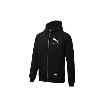 PUMA Athletics Ветрозащитная теплая спортивная куртка с капюшоном и логотипом Мужская верхняя одежда Черный 586542-51 M