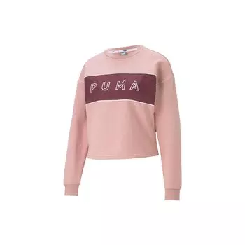 Puma Атласный свитшот с круглым вырезом и буквенным принтом, женские топы, розовый 587163-14 S