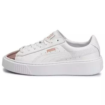 Puma Basket Platform Metallic White Rose Gold Женские Кроссовки 366169-03