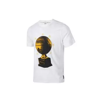 Puma Basketball Trophy Print Casual Crew Neck T-Shirt Men Tops White 624822-01