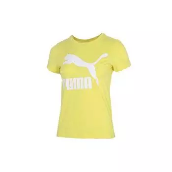 Puma Бег Тренировки Повседневный Спорт Круглый вырез короткий рукав Футболка Женские Топы Желтый 532282-38 S