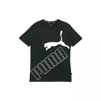 Puma Big Logo Print Crew Neck T-Shirt Men Tops Black 586464-01