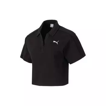 Puma Дышащая повседневная футболка с круглым вырезом и коротким рукавом, с заниженными плечами, женские топы, цвет черный 682156-01 M