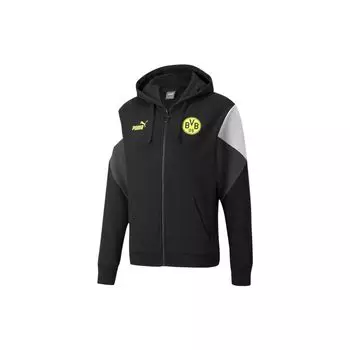 Puma BVB Dortmund Толстовка на молнии с контрастной панелью и логотипом, куртка унисекс, верхняя одежда, черный 764318-05 XS
