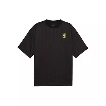 Puma Bvb Ftblnrgy Ss Jersey Solid Color Casual Free Round Neck Short Sleeve T Shirt Men Tops Black 774274-05 XS