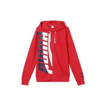 Puma Повседневный кардиган с капюшоном на молнии с длинным рукавом, мужская толстовка красного цвета 577648-12 L